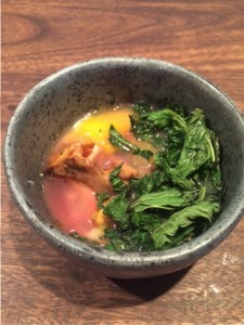 Chanterelle with Baked Egg and Dashi